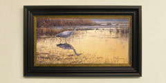 Framed grey heron print for sale
