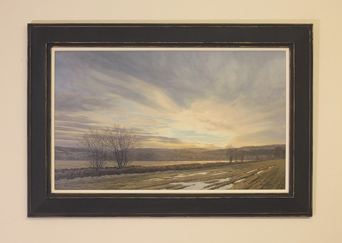 Ready framed original oil painting of a dawn sky