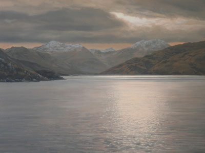 View from near Arnisdale across Loch Hourn to the Knoydart Mountains