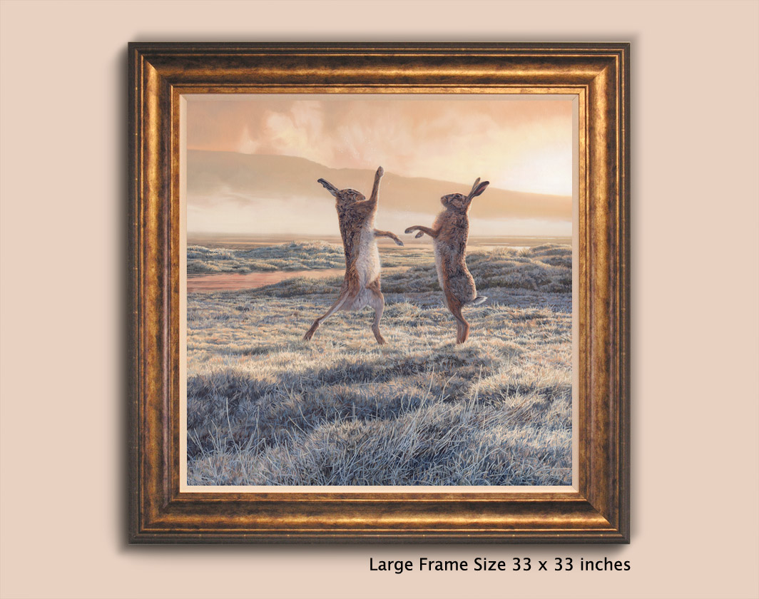 Boxing hares prints ready framed